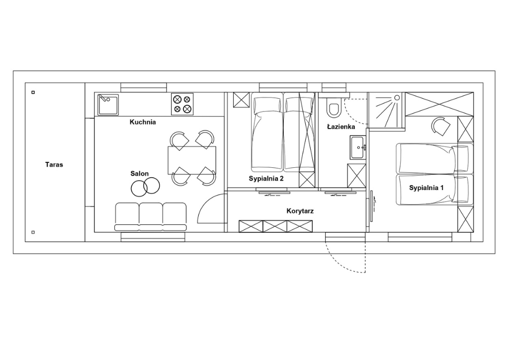 Dom na zgłoszenie 70m2 drewniany Szczecin - Dom modułowy Lodge Deluxe – Plan 11